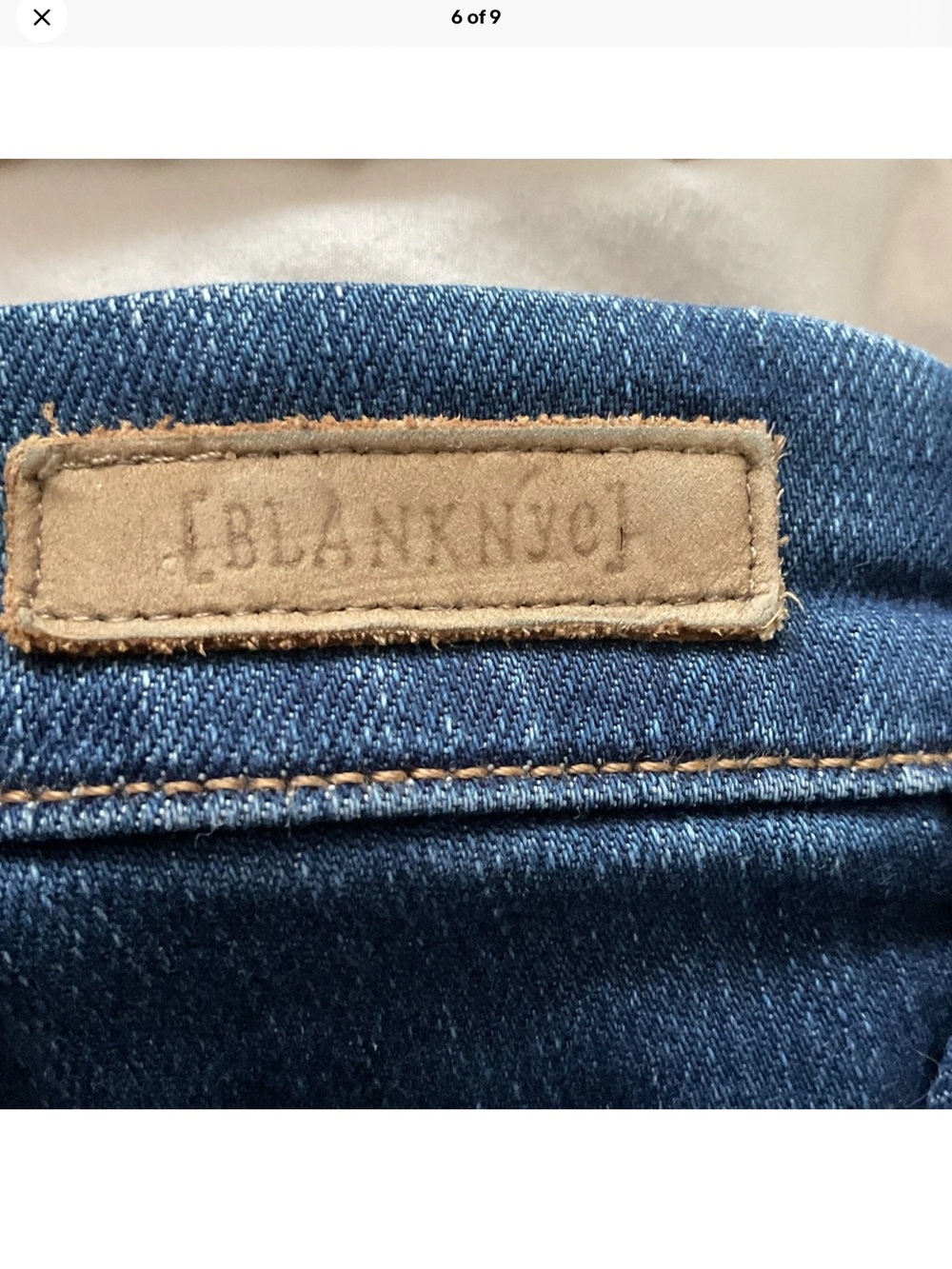 Blank NYC Dark Blue Denim Jeans with Leather Patch - Picture 6 of 9